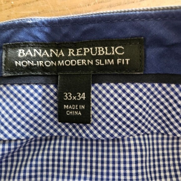 Banana Republic 33x34 Gray Small Pattern 54023 Slim Fit Cotton Mens Pants - Picture 6 of 7